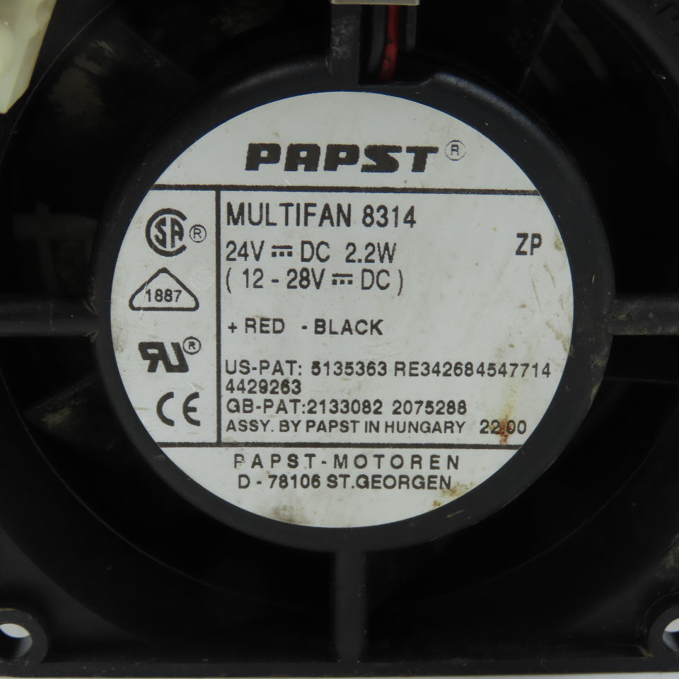 Papst 8314 Multifan Cooling Fan 24VDC 2.2W with Louvered Grill 4" x 4"
