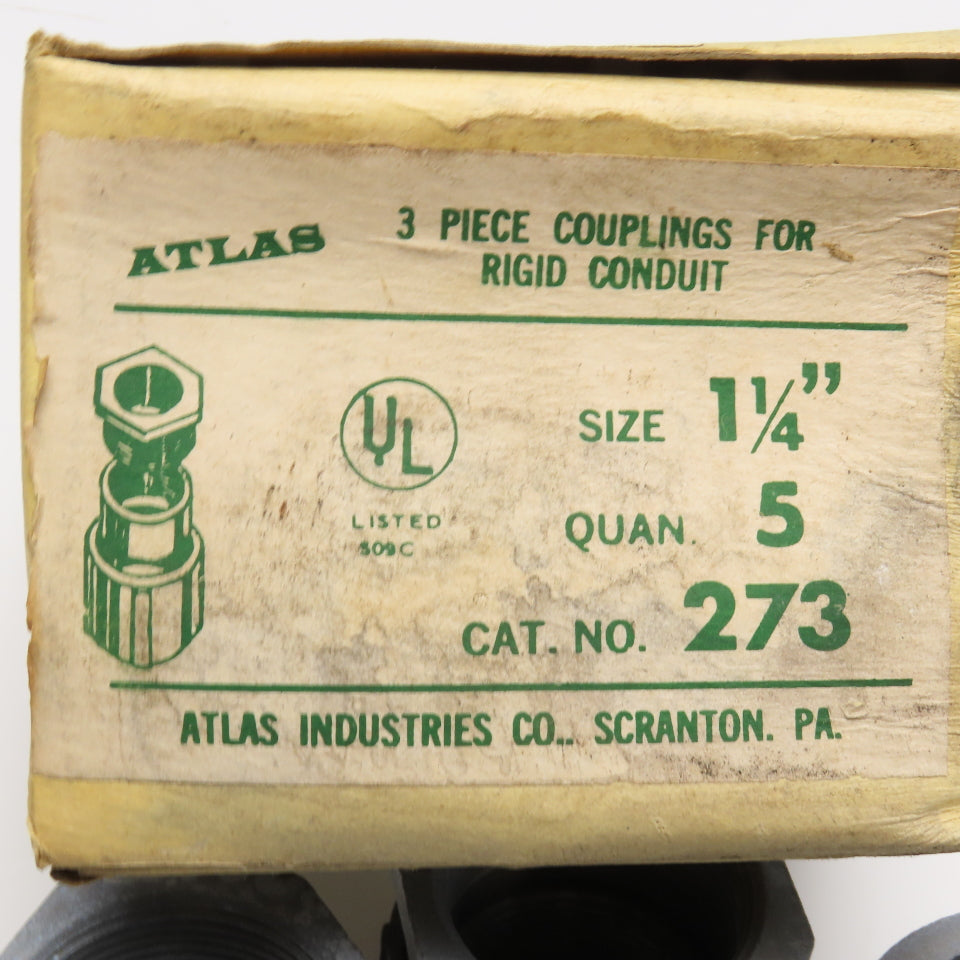 Atlas 273 1-1/4" Rigid Conduit EMT Three Piece Coupling NOS Lot Of 5