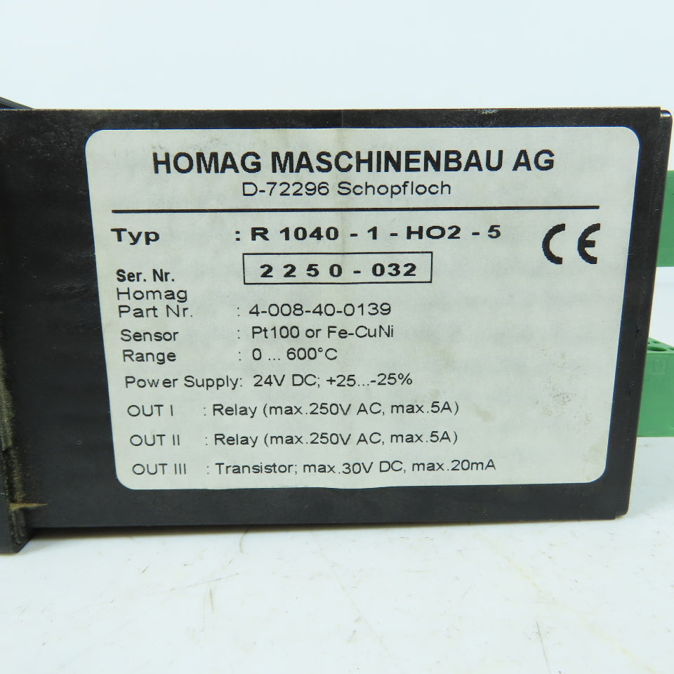 Homag 4-008-40-0139 R 1040-1-HO2-5 Digital Temperature Controller 0-600C 24VDC