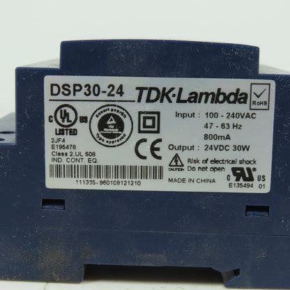 TDK-Lambda DSP30-24 Switching Power Supply 100-240VAC Input 24VDC 30W Output
