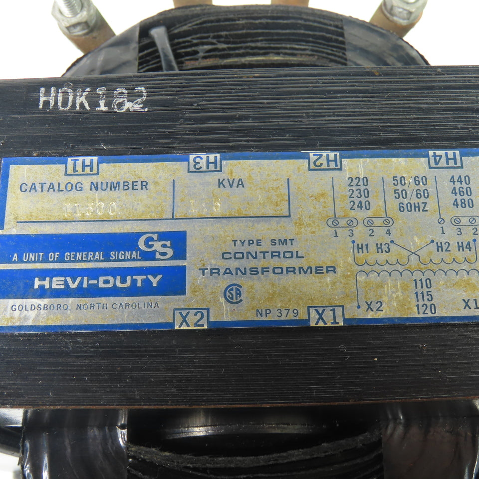 Hevi-Duty T1500 1.5 kVA Industrial Control Transformer 240/480V to 120V