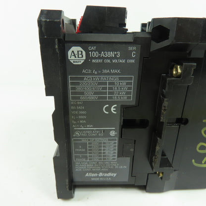 Allen-Bradley 100-A38N*3 38A 3-Pole Contactor 120V 60Hz Coil Ser C
