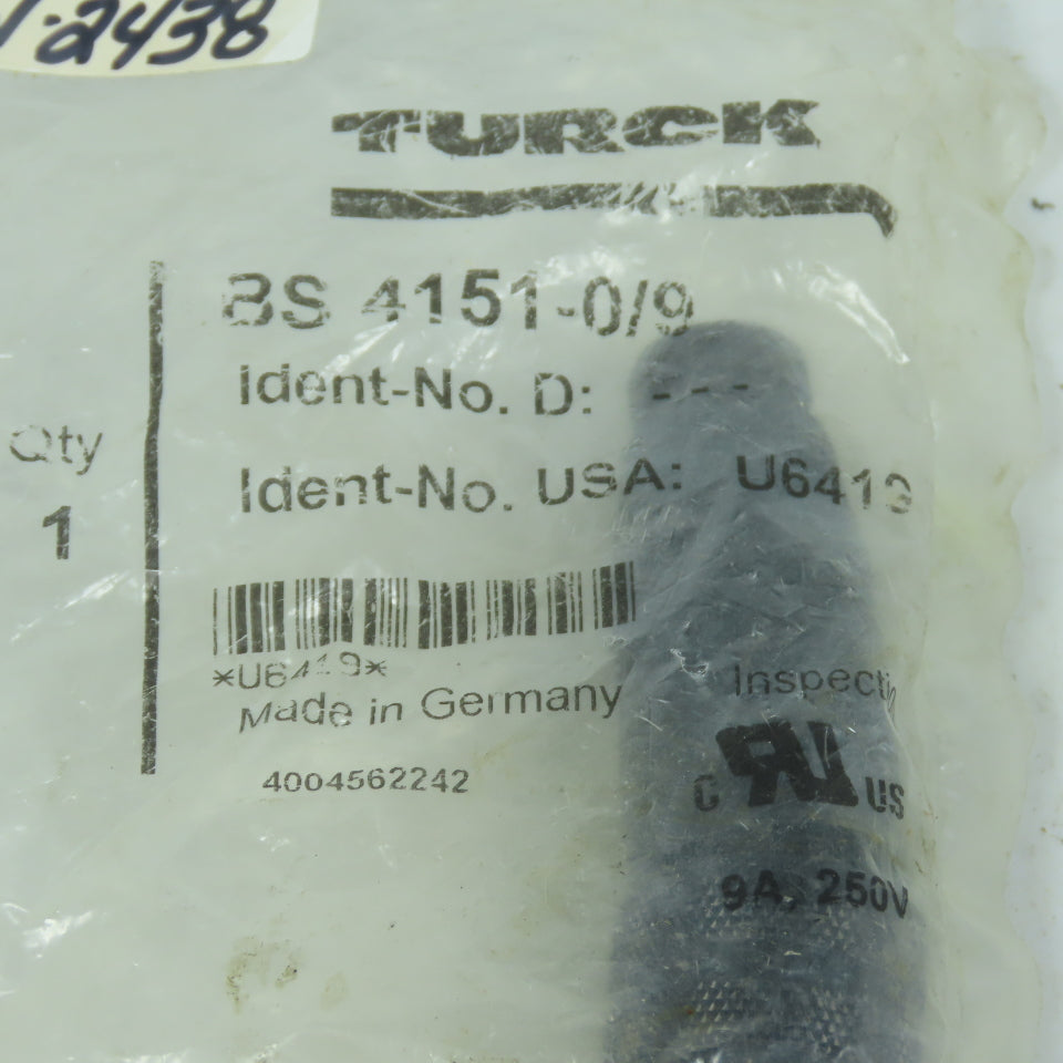 Turck U6413 BS 4151-0/9 Field Wireable Connector 4-Pin 9A 250V