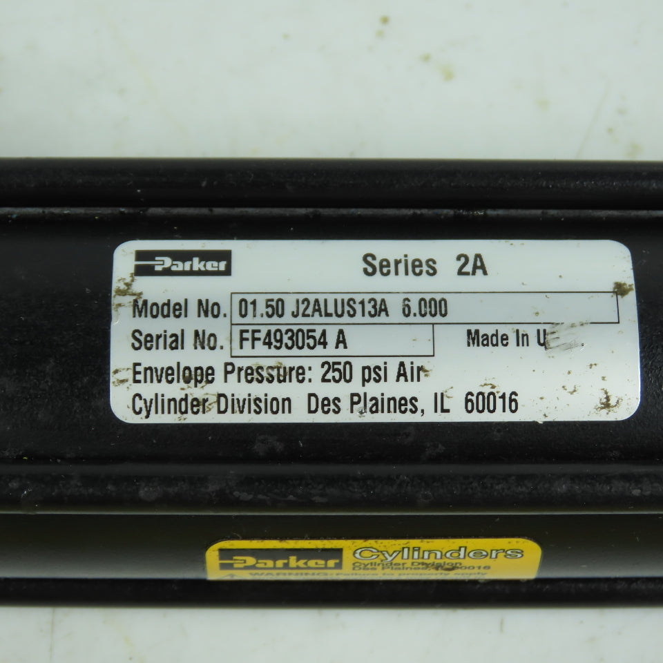 Parker 01.50 J2ALUS13A 6.000 Pneumatic Air Cylinder 250 psi 1.5" Bore 6" Stroke