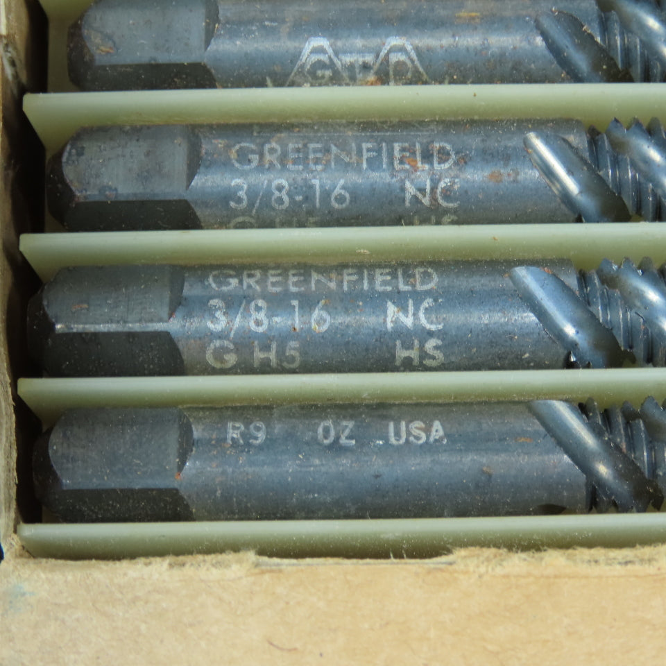 Greenfield High Speed Ground Spiral Fluted Taps 3/8-16 NC H5 Lot of 6