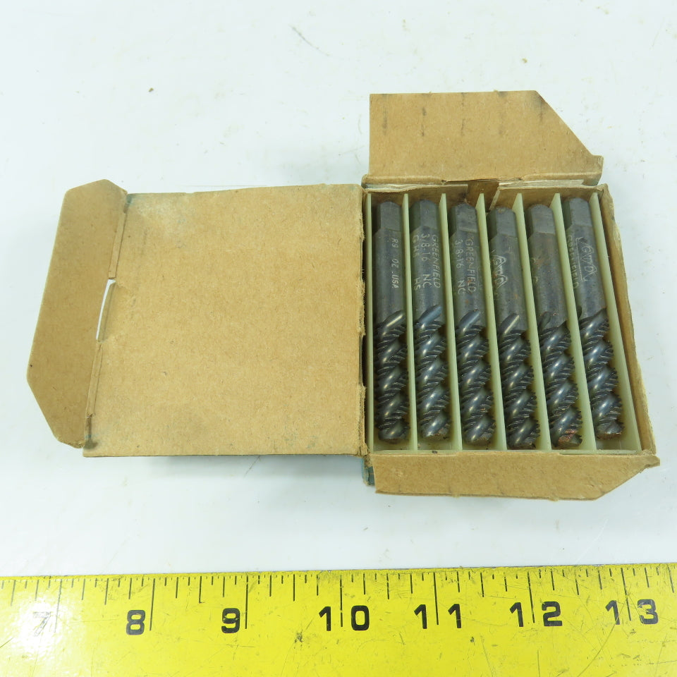 Greenfield High Speed Ground Spiral Fluted Taps 3/8-16 NC H5 Lot of 6