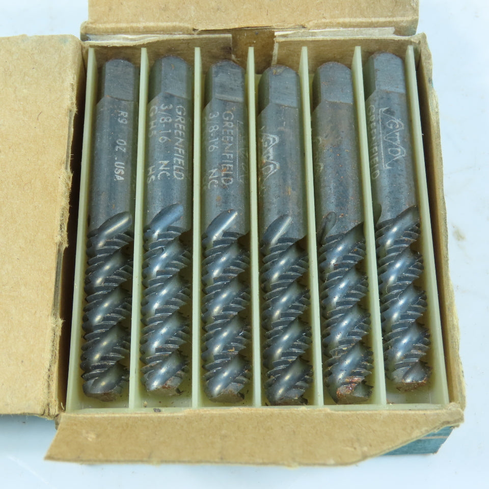 Greenfield High Speed Ground Spiral Fluted Taps 3/8-16 NC H5 Lot of 6