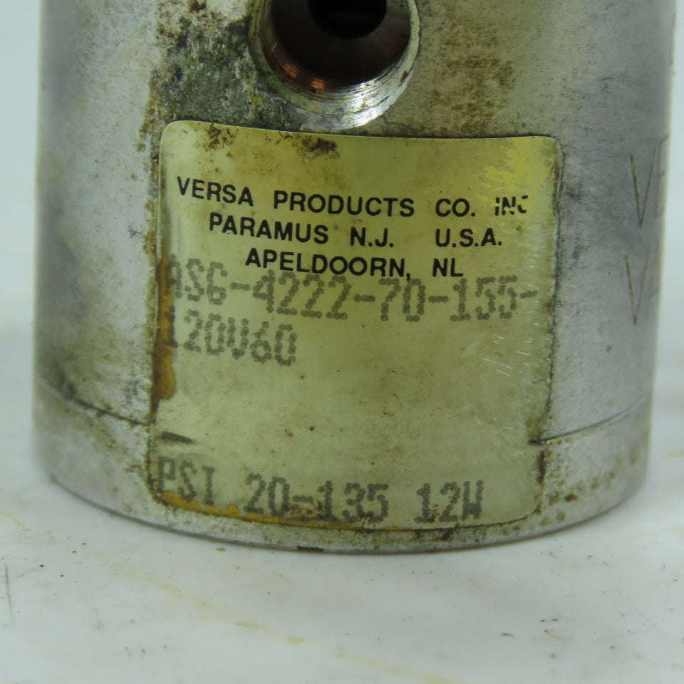 Versa ASG-4222-70-155-120V60 Solenoid Valve 120V 60Hz 20-135 PSI N.C.