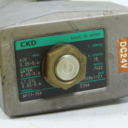 CKD AP11-15A Solenoid Valve 24VDC 1/2" NPT 0.05-0.6MPa
