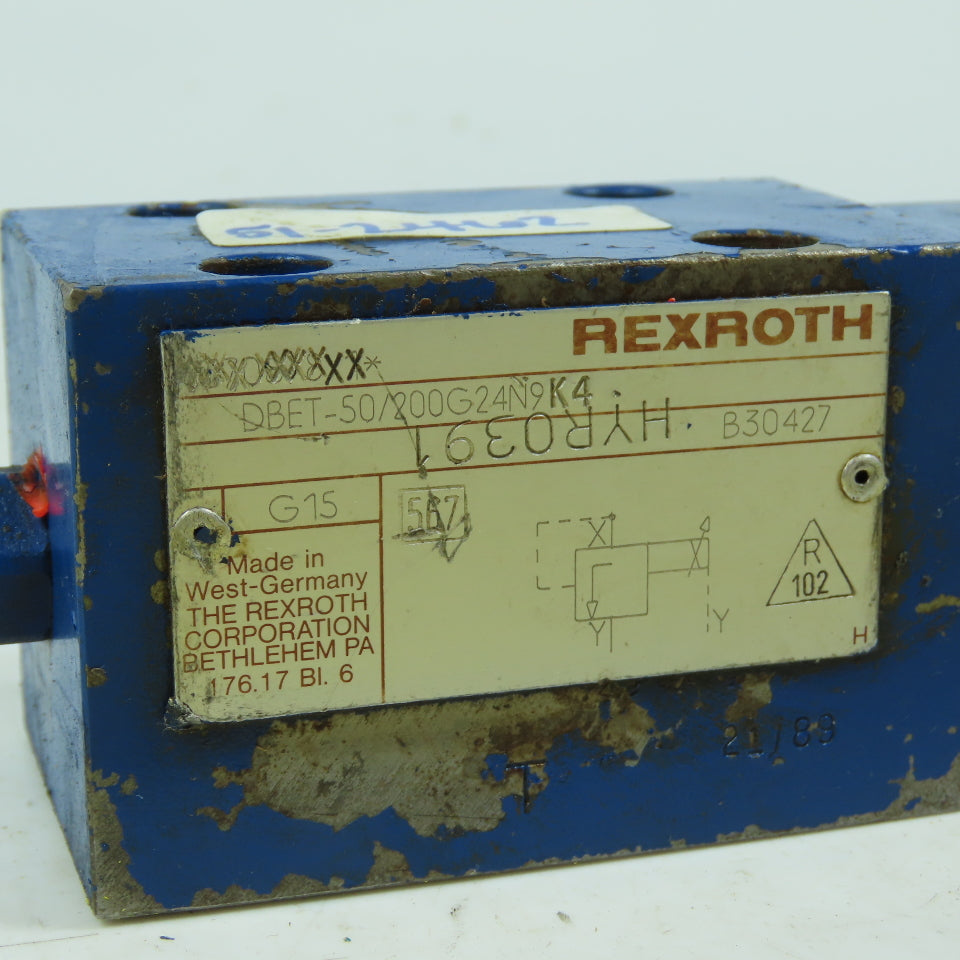 Rexroth DBET-50/200G24N9K4 Proportional Pressure Relief Valve 24VDC Size 6