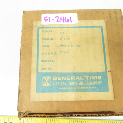 General Time EF 2733 Elapsed Time Indicator Minutes and Tenths 120V 60Hz NEW