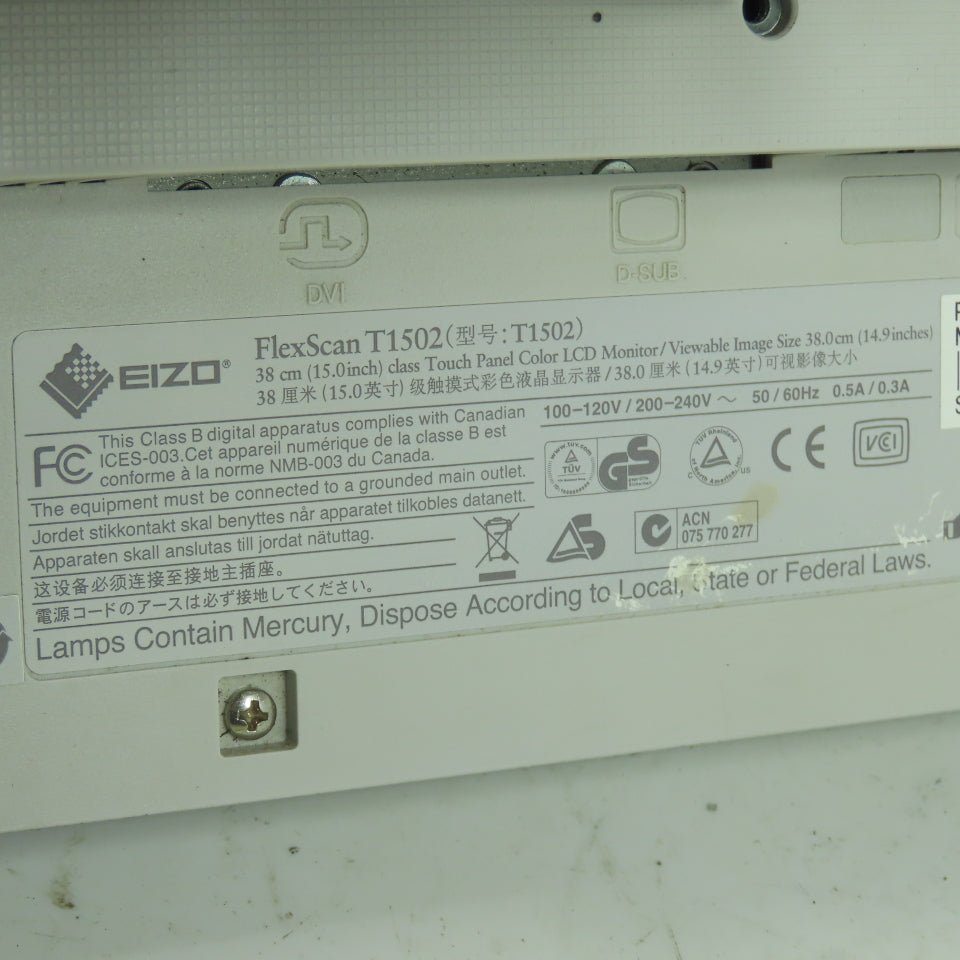 EIZO T1502 FlexScan 15" Touch Panel Color LCD Monitor 100-240V