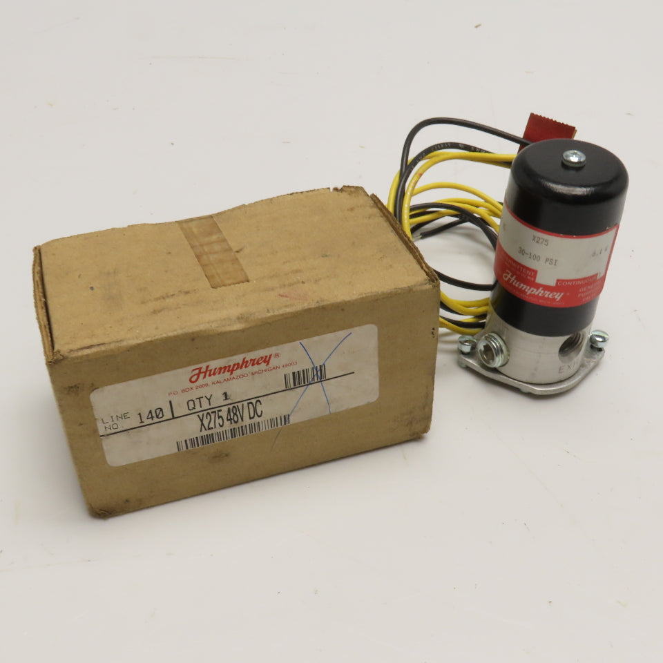 Humphrey X275 1/4" NPT Solenoid Valve 48VDC 30-100 PSI