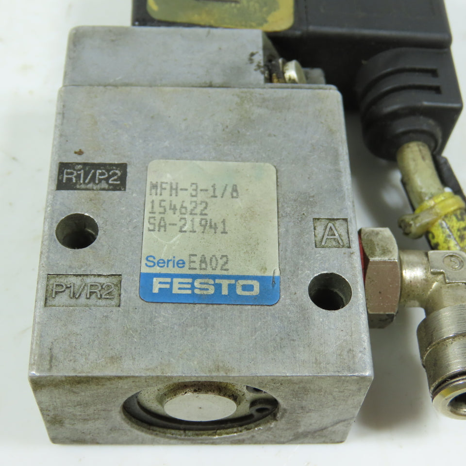 Festo 154622 MFH-3-1/8 Single Solenoid Pneumatic Valve 24VDC 1/8" Ports