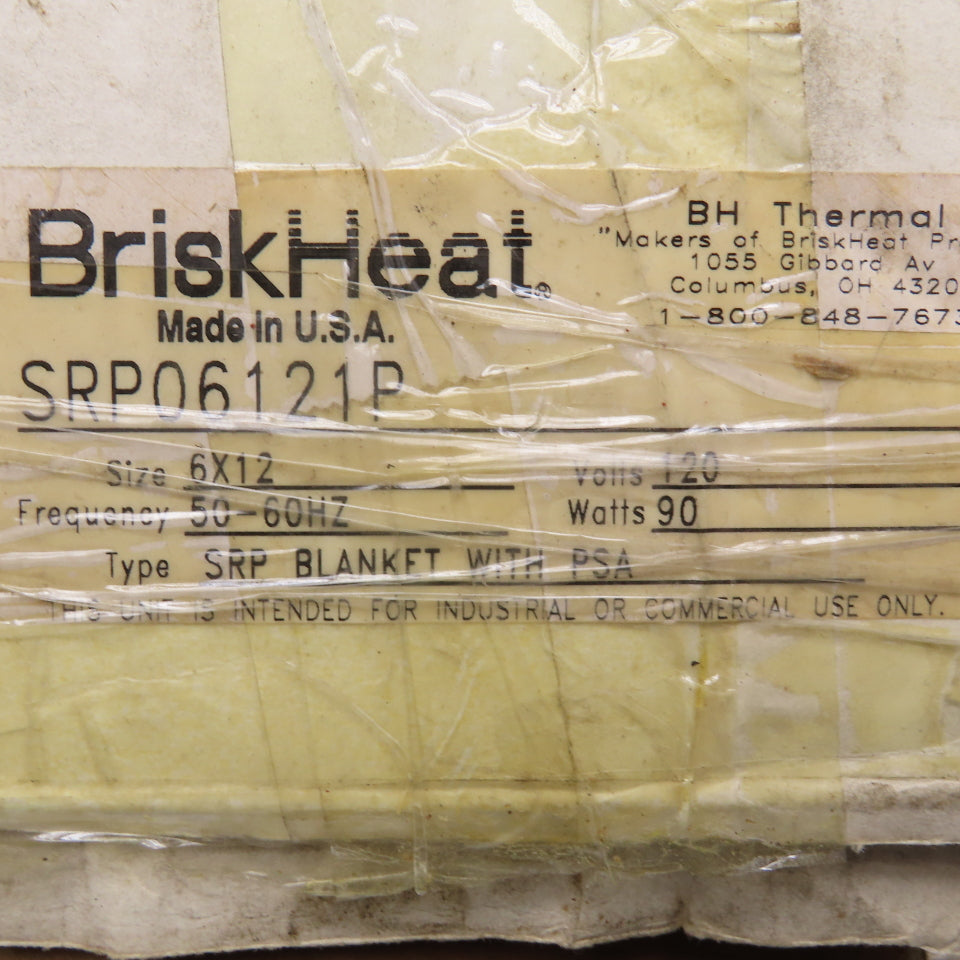 BriskHeat SRP06121P SRP Silicone Rubber Heating Blanket 6" x 12" 120V 90W