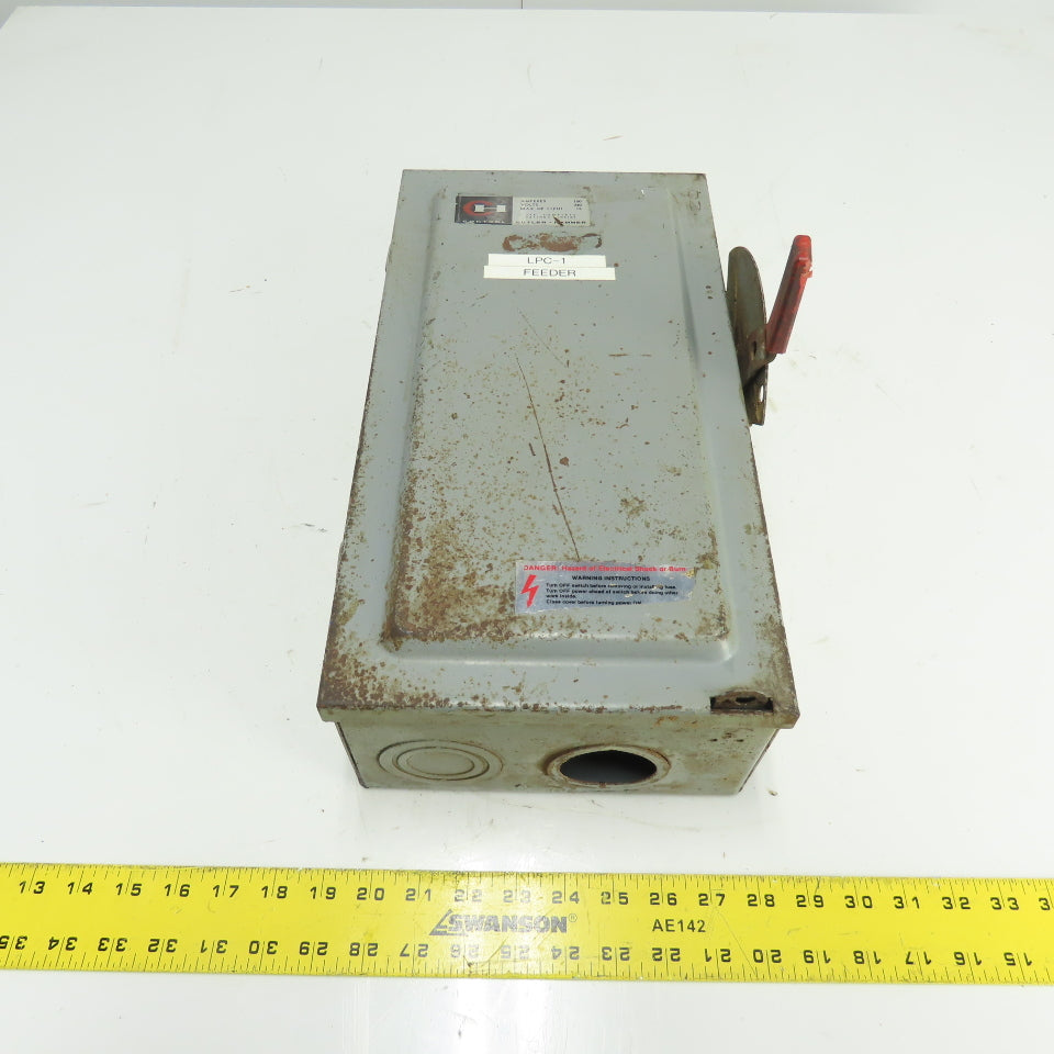 Cutler-Hammer DG223N 100A 3-Pole Fusible Safety Disconnect Switch 240V