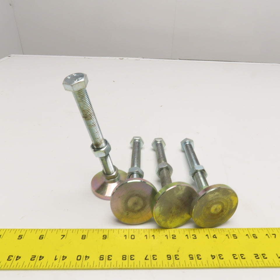Zinc Plated Steel Leveling Feet M16 x 2.0 x 7" OAL Lot Of 4