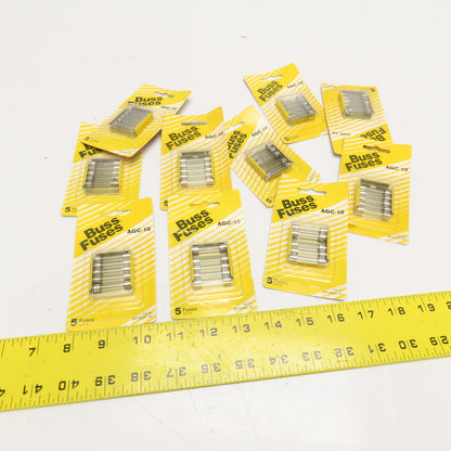 Bussmann BP/AGC-10 AGC-10 Glass Fuses 10A 250V 10-Pack of 5-Count Cards