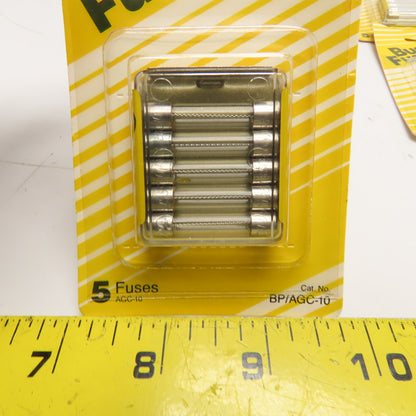 Bussmann BP/AGC-10 AGC-10 Glass Fuses 10A 250V 10-Pack of 5-Count Cards