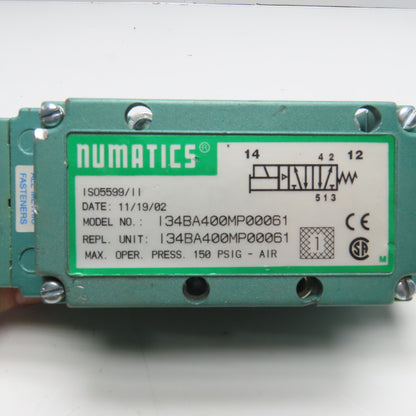 Numatics I34BA400MP00061 ISO 5599/2 Size 1 Solenoid Valve 24VDC 150 PSI
