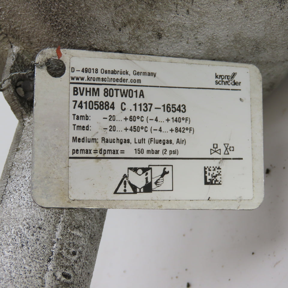 Kromschroeder MB 7NQ3 BVHM 80TW01A 3" Butterfly Valve with MB 7NQ3 Actuator 120V