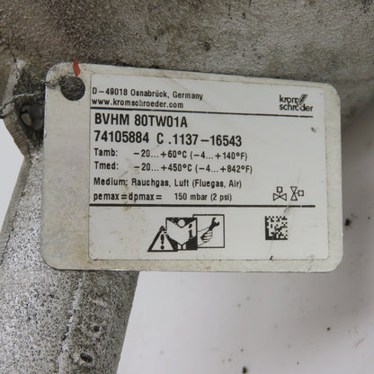 Kromschroeder MB 7NQ3 BVHM 80TW01A 3" Butterfly Valve with MB 7NQ3 Actuator 120V