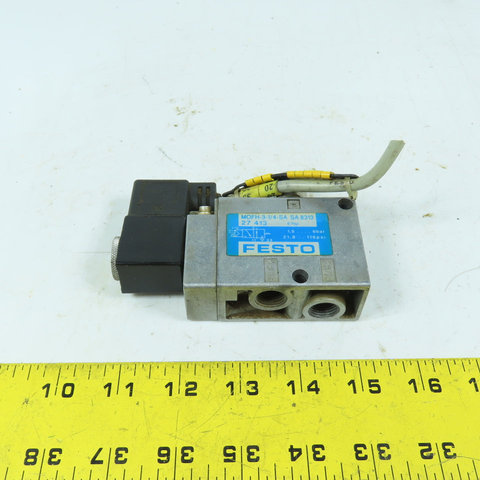 Festo 8313 MOFH-3-1/4-SA 3/2-Way Solenoid Valve 24VDC 116psi
