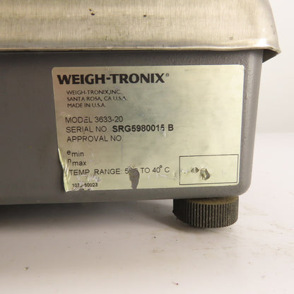 Weigh-Tronix 3633-20 Bench Scale Base 14" x 12"