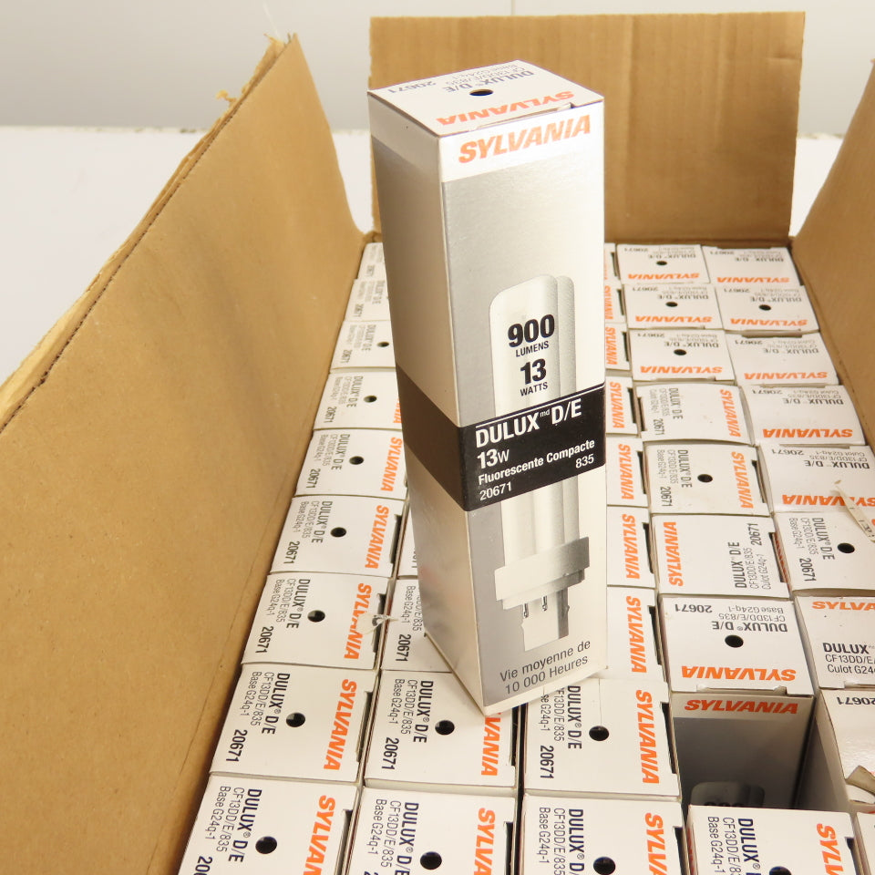Sylvania CF13DD/E/835 Dulux D/E 13W Fluorescent Bulbs G24q- 4-Pin Lot/50