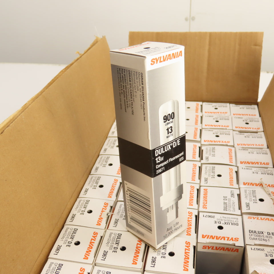 Sylvania CF13DD/E/835 Dulux D/E 13W Fluorescent Bulbs G24q- 4-Pin Lot/50