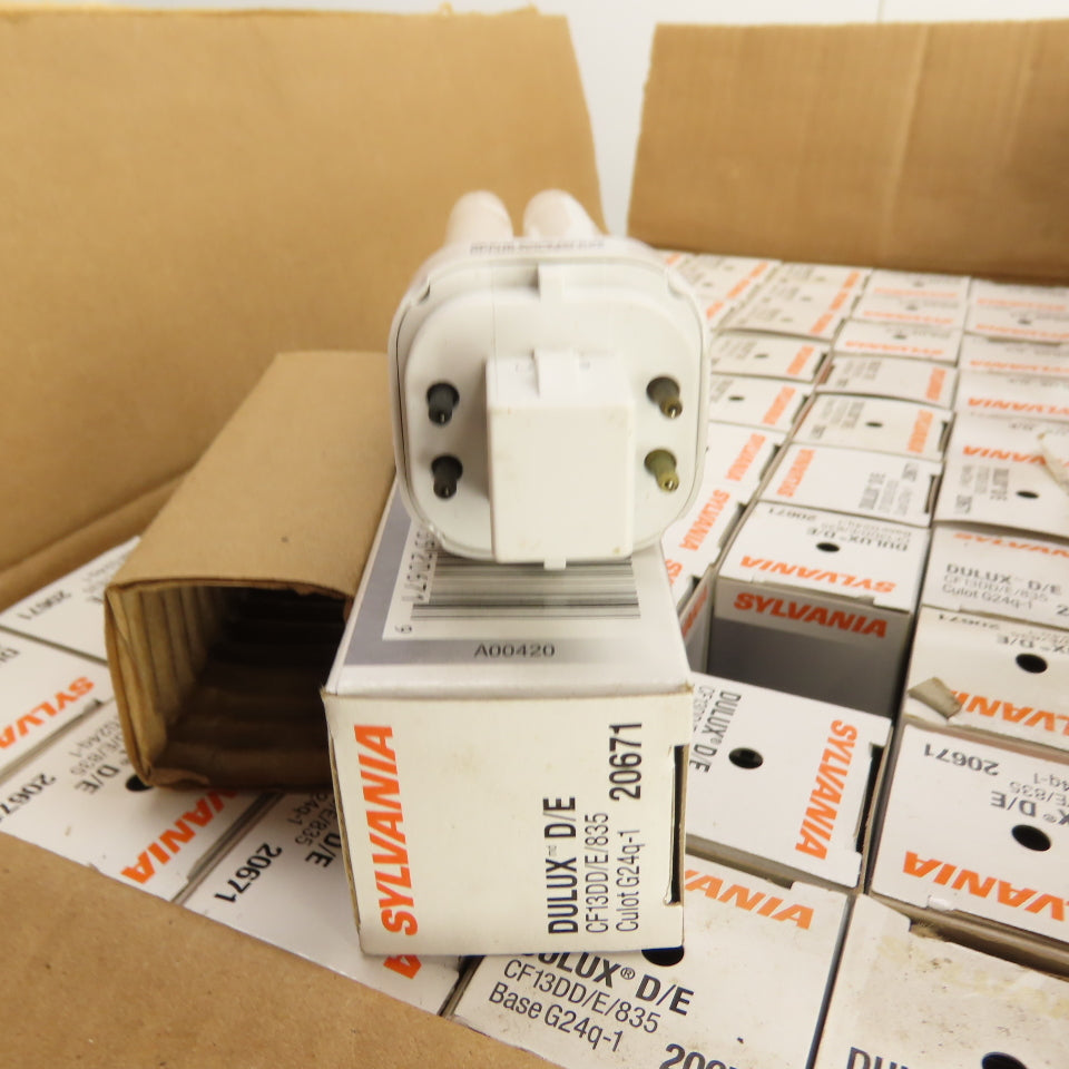 Sylvania CF13DD/E/835 Dulux D/E 13W Fluorescent Bulbs G24q- 4-Pin Lot/50