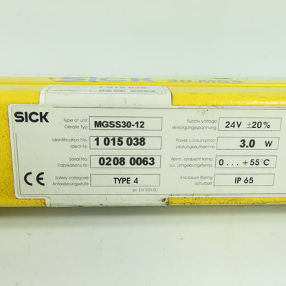 Sick MGSS30-12 Type 4 Safety Light Curtain 300mm Guarded Height IP65 24V