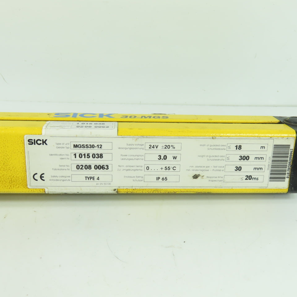 Sick MGSS30-12 Type 4 Safety Light Curtain 300mm Guarded Height IP65 24V