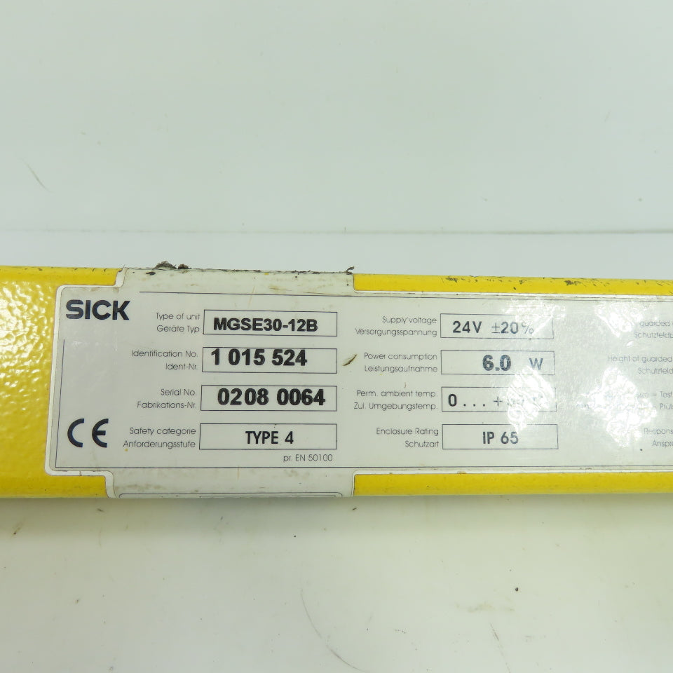 Sick MGSE30-12B 300mm Type 4 Safety Light Curtain Receiver 24VDC IP65