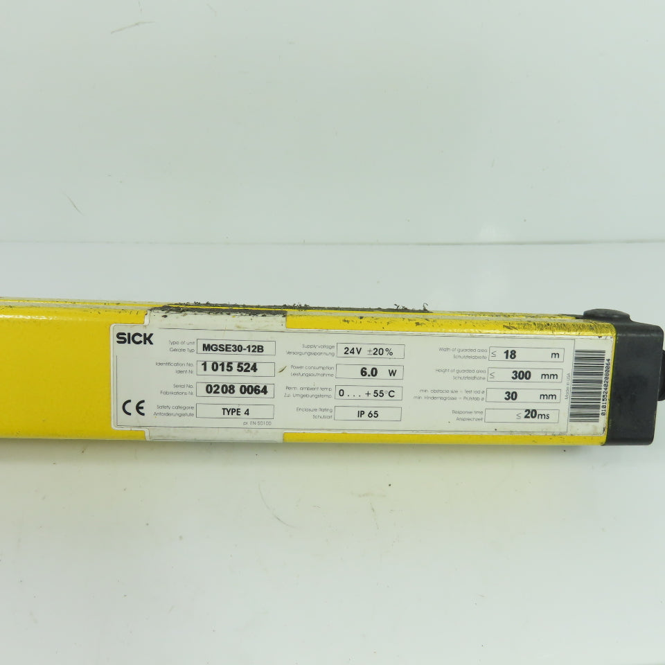 Sick MGSE30-12B 300mm Type 4 Safety Light Curtain Receiver 24VDC IP65
