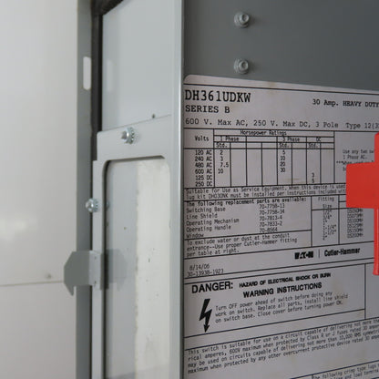 Eaton DH361UDKW 30A Non-Fusible Heavy Duty Safety Disconnect Switch 600VAC