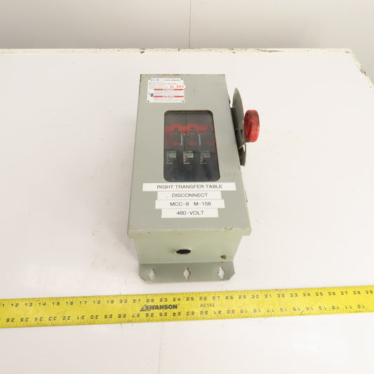 Eaton DH361UDKW 30A Non-Fusible Heavy Duty Safety Disconnect Switch 600VAC
