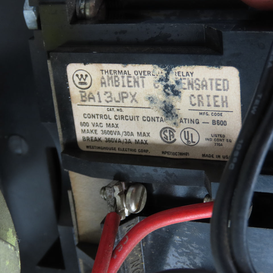 Westinghouse 2171A01G01 3-Phase Motor Control Starter 320A 600V Max BA13JPX