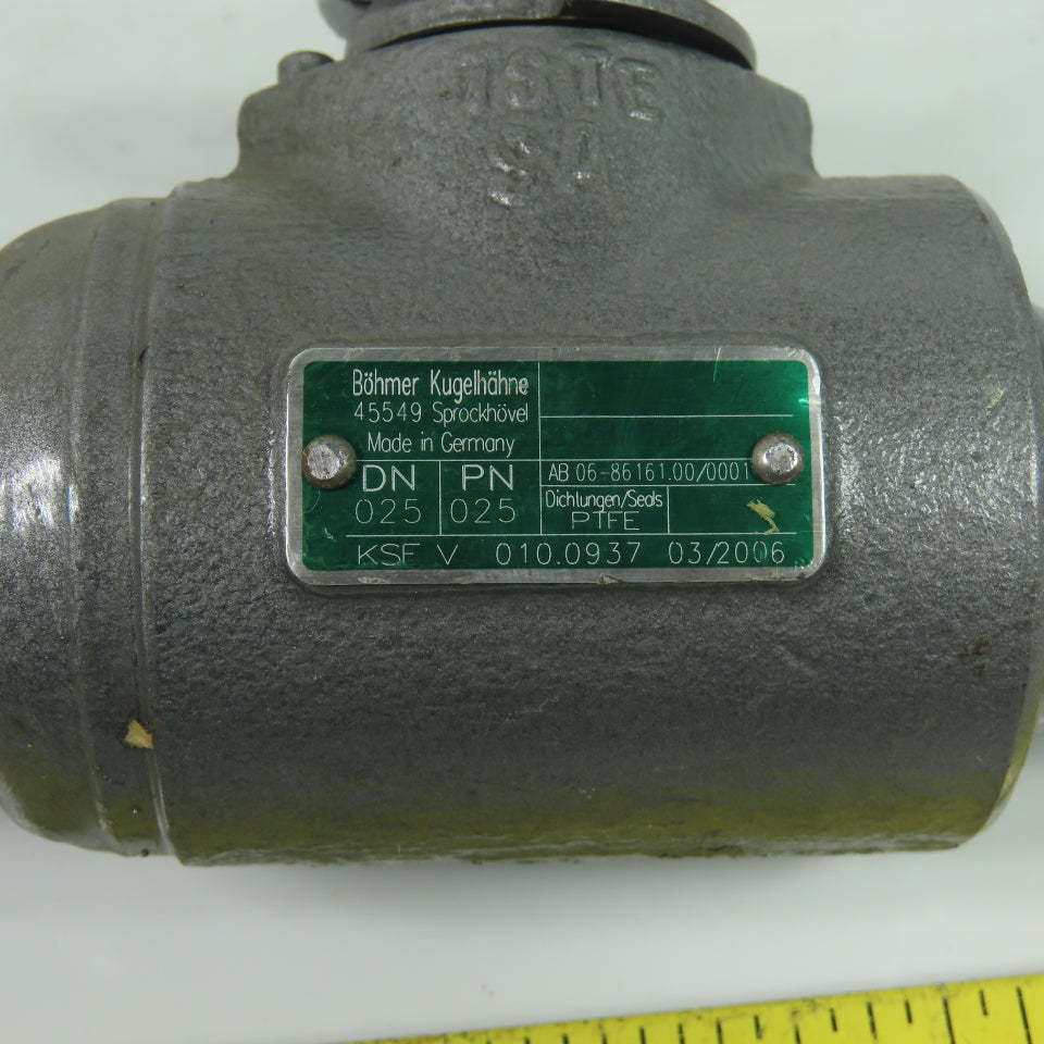Böhmer Kugelähne 010.0937 DN 025 PN 025 Ball Valve PTFE Seals
