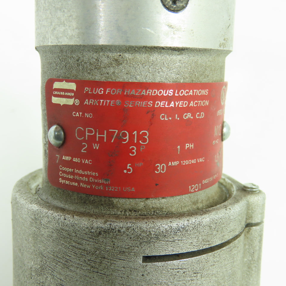 Crouse-Hinds CPH7913 30A 3-Pole 1Ph Arktite Hazardous Location Plug 120/240VAC