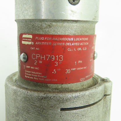 Crouse-Hinds CPH7913 30A 3-Pole 1Ph Arktite Hazardous Location Plug 120/240VAC