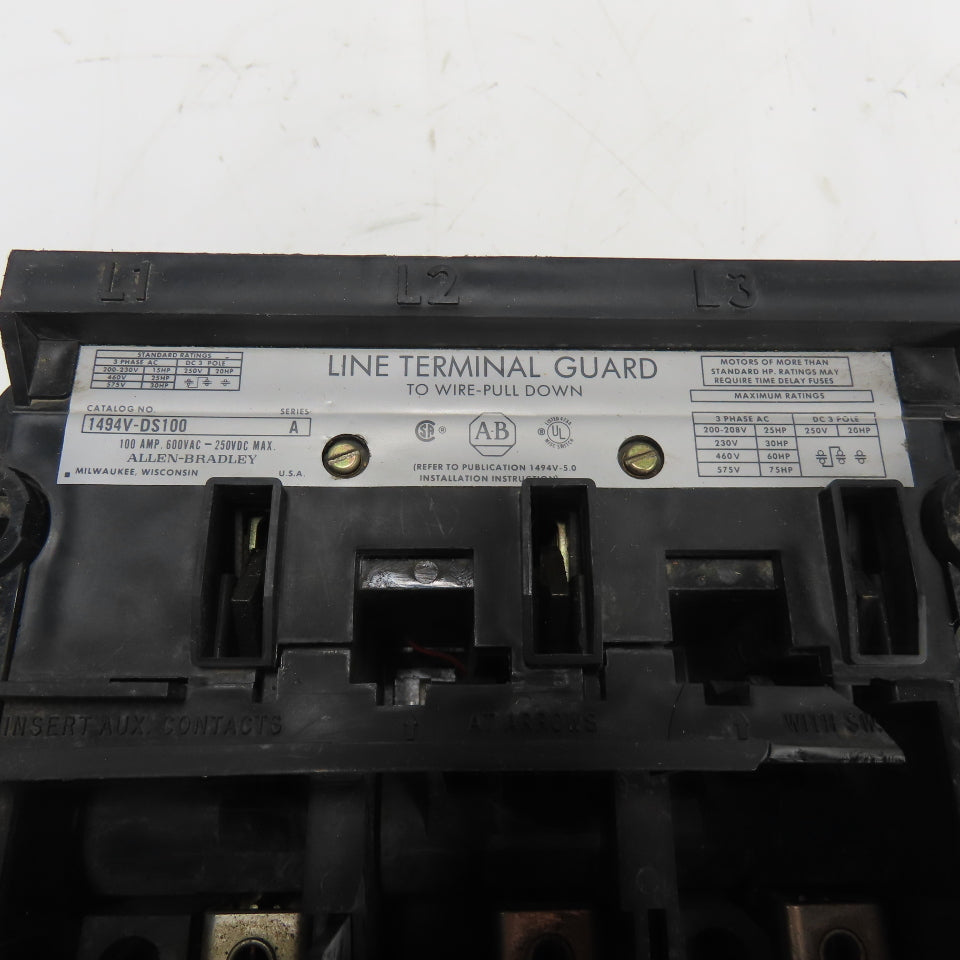 Allen-Bradley 1494V-DS100 100A 3-Pole Non-Fusible Safety Disconnect Switch 600V
