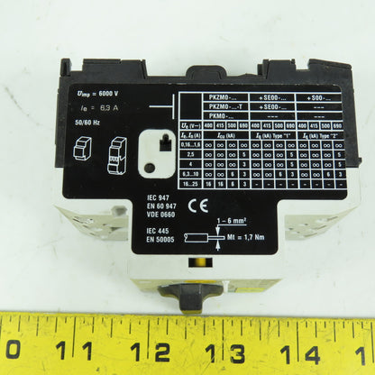 Klockner Moeller PKZM0-6.3 Manual Motor Starter 6.3A 600VAC 3Ph