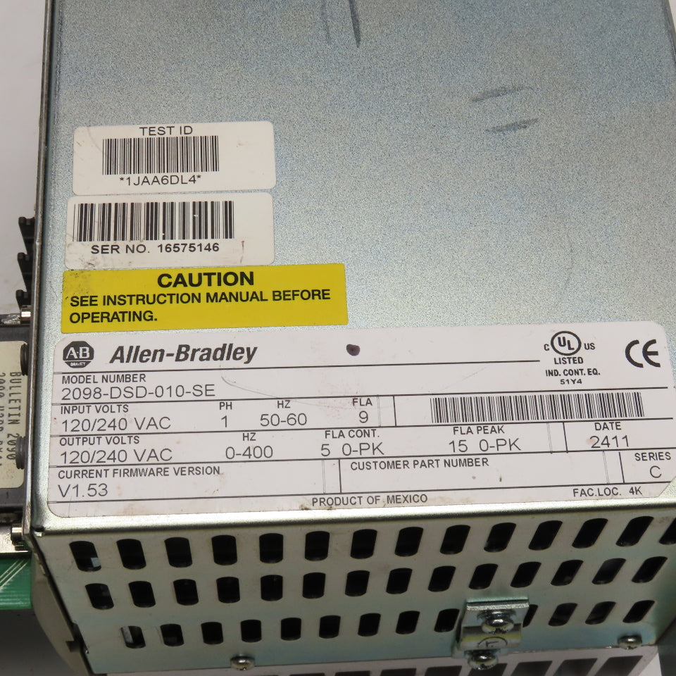 Allen-Bradley 2098-DSD-010-SE Ultra 3000 Servo Drive 120/240V 1Ph 9A Kinetix