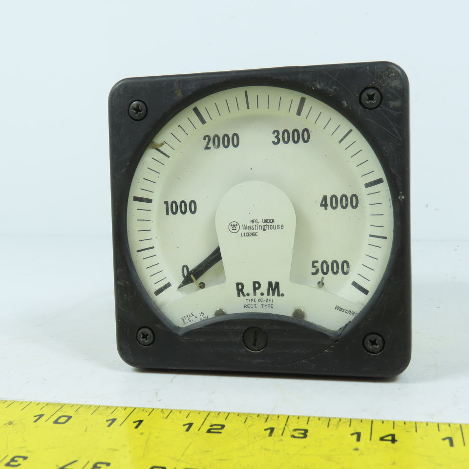 Westinghouse KC-241 Analog R.P.M. Panel Meter 0-5000 RPM Rectifier Type