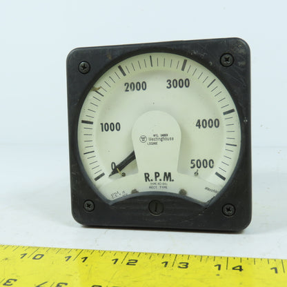 Westinghouse KC-241 Analog R.P.M. Panel Meter 0-5000 RPM Rectifier Type