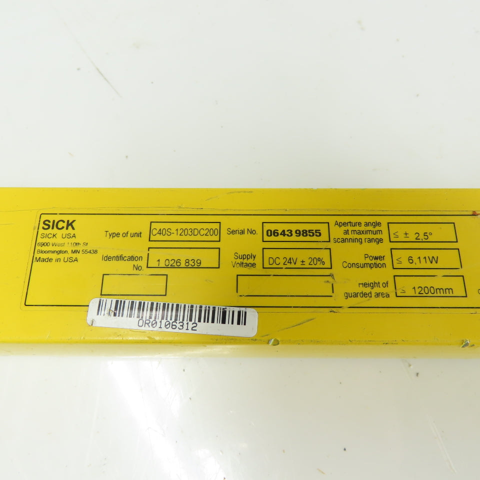 SICK C40S-1203DC200 48" C4000 Safety Light Curtain 1200mm Height 24VDC