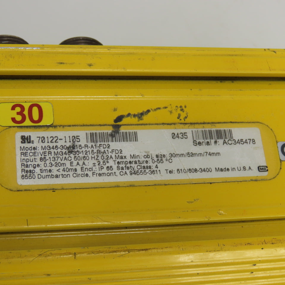 STI MS46-30-1215-R-A1-FD2 MegaSafe 4600 Safety Light Curtain Receiver 85-137VAC