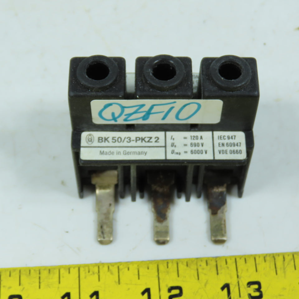 Klockner Moeller BK50/3-PKZ2 Line Supply Terminal Block 3-Pole 120A 600V