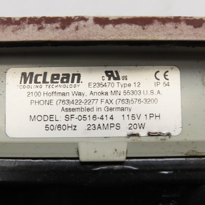 McLean SF-0516-414 Filter Fan Unit 115V 1Ph 50/60Hz 20W Enclosure Cooler